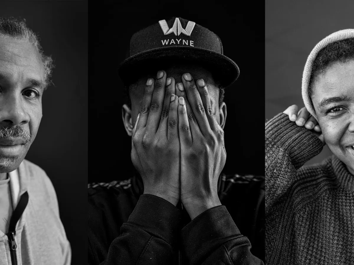 3 personnes dans une photo noir et blanc. Montage de 3 images