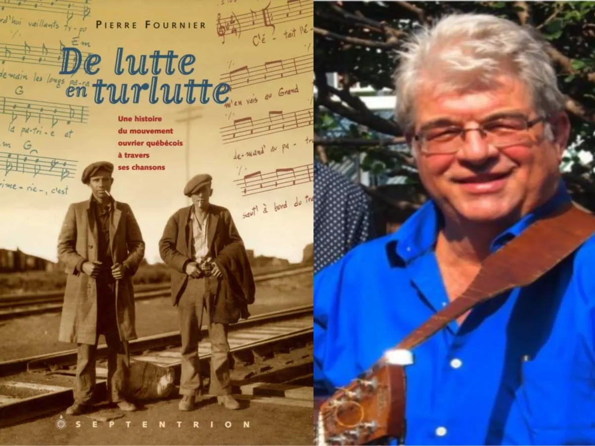 Le livre "De lutte en turlutte" et un portrait de l'auteur Pierre Fournier